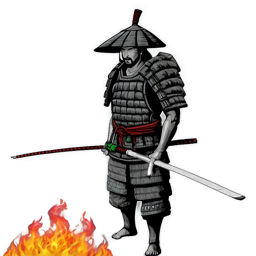 Samurai In Fire Png Nyr