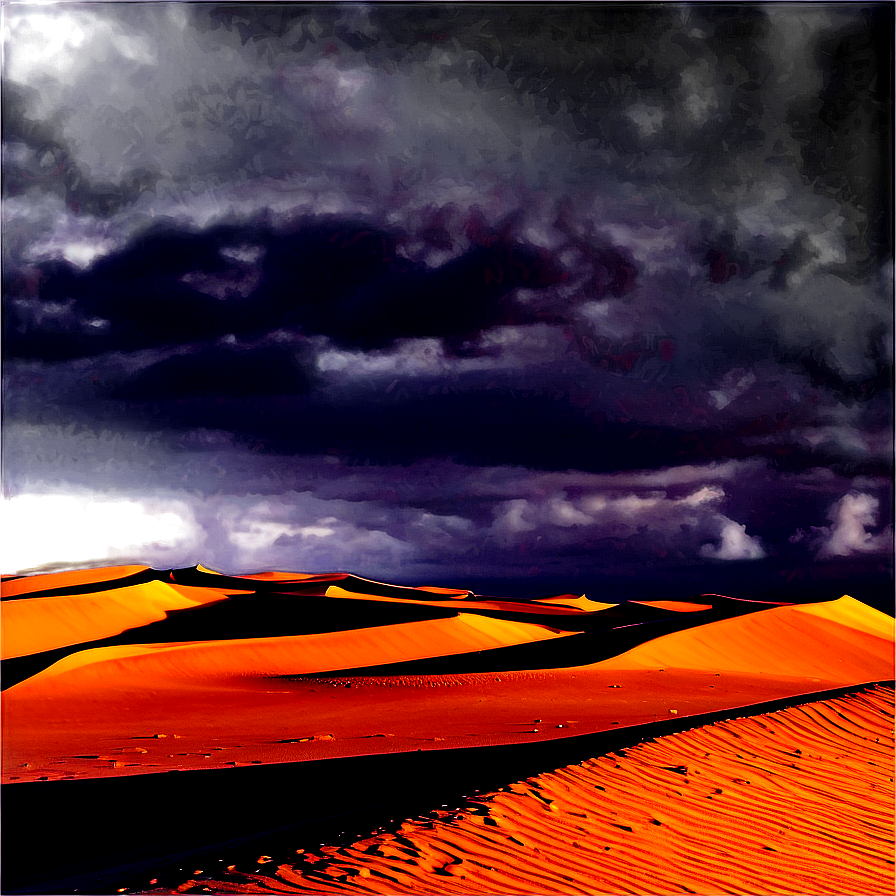 Sand Dunes And Dramatic Clouds Png Drd