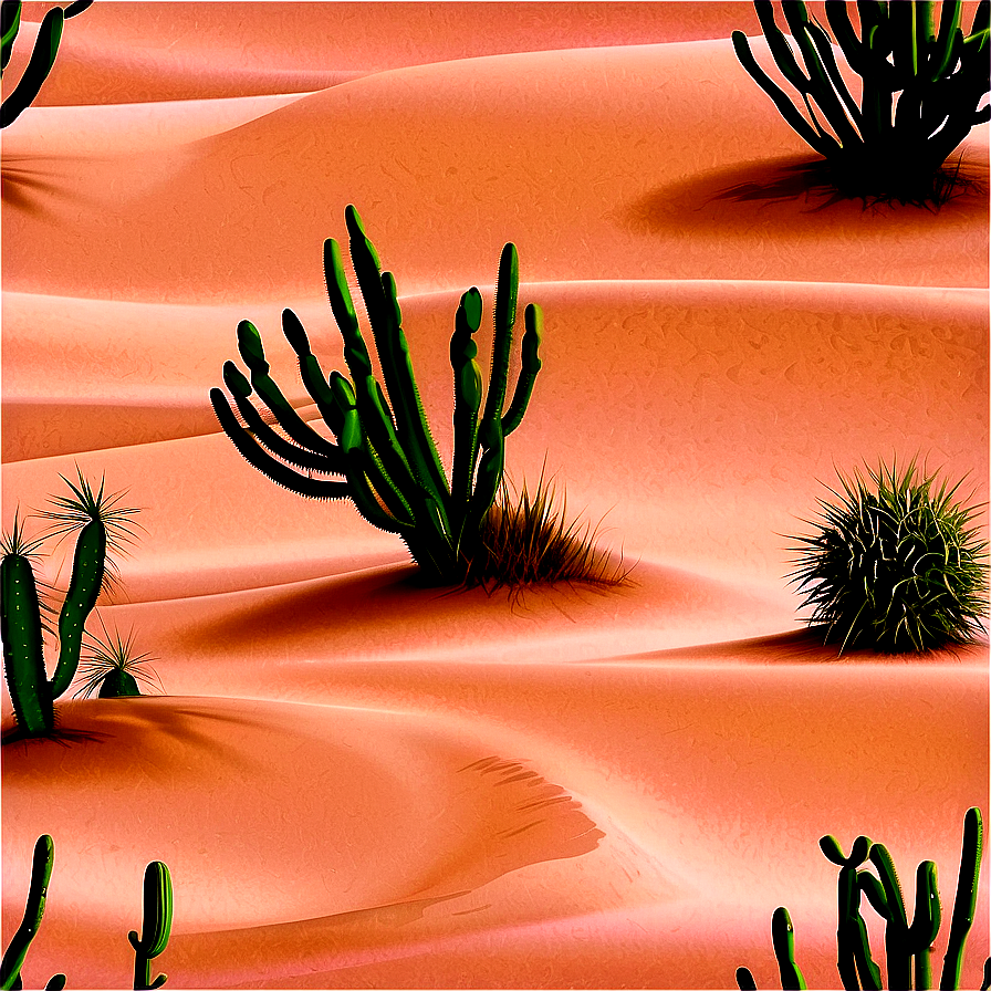 Sand Dunes With Cactus Png Rwl37