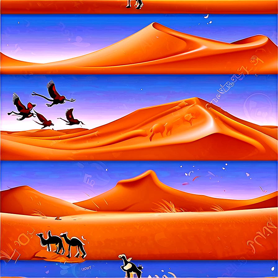 Sand Dunes With Desert Animals Png 63