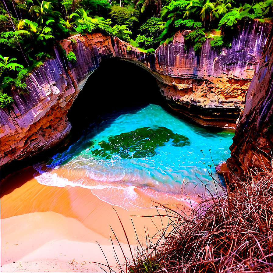 Sandy Beach Cliffs And Caves Png Klr