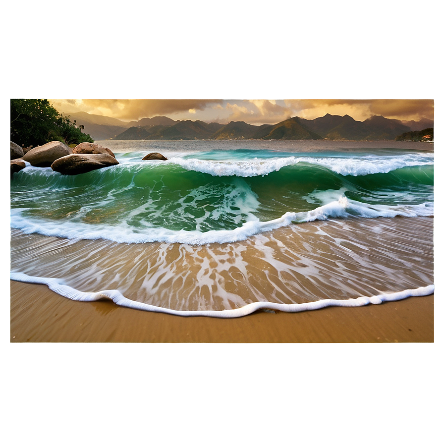 Sandy Beach Sea Waves Png Sed99