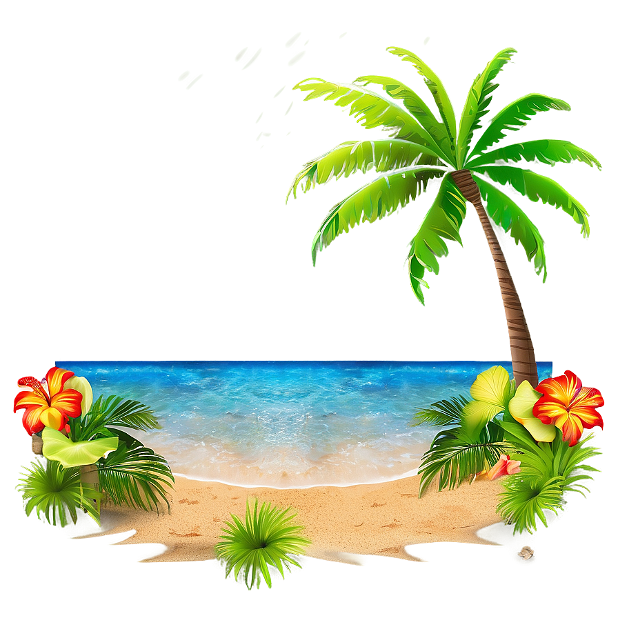 Sandy Beach With Palm Trees Png 97