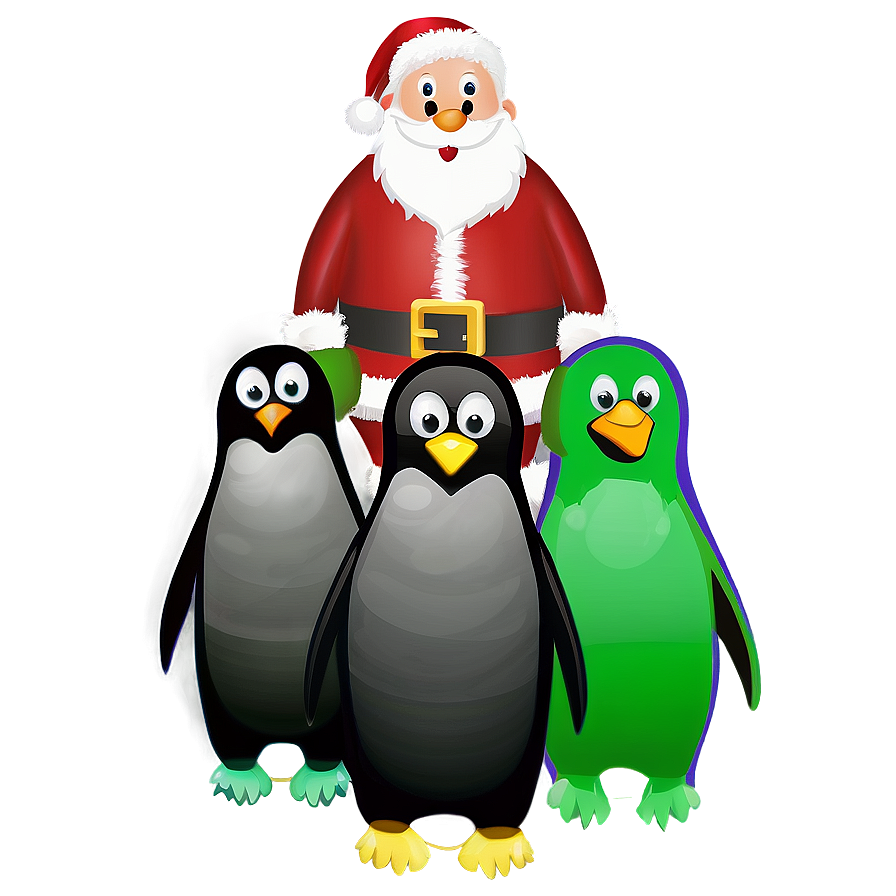 Santa And Penguin Cartoon Png 06282024