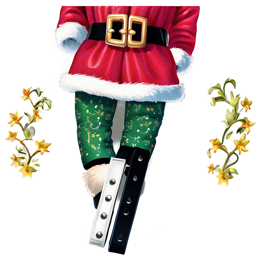 Santa Belt With Elves Motif Png Sqq