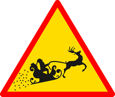 Santa Caution Sign PNG with transparent background