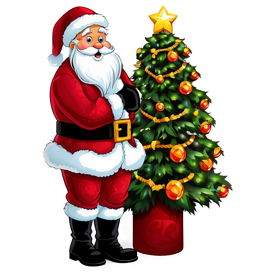 Santa Claus And Christmas Tree Png 41