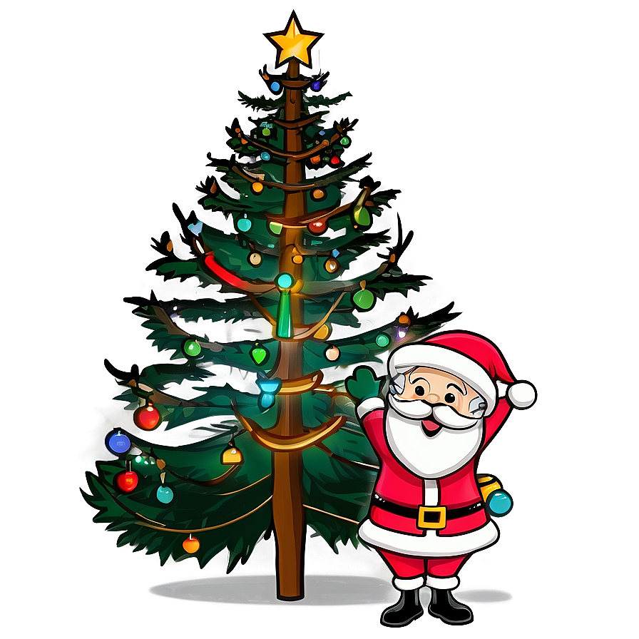 Santa Claus And Tree Png 05212024