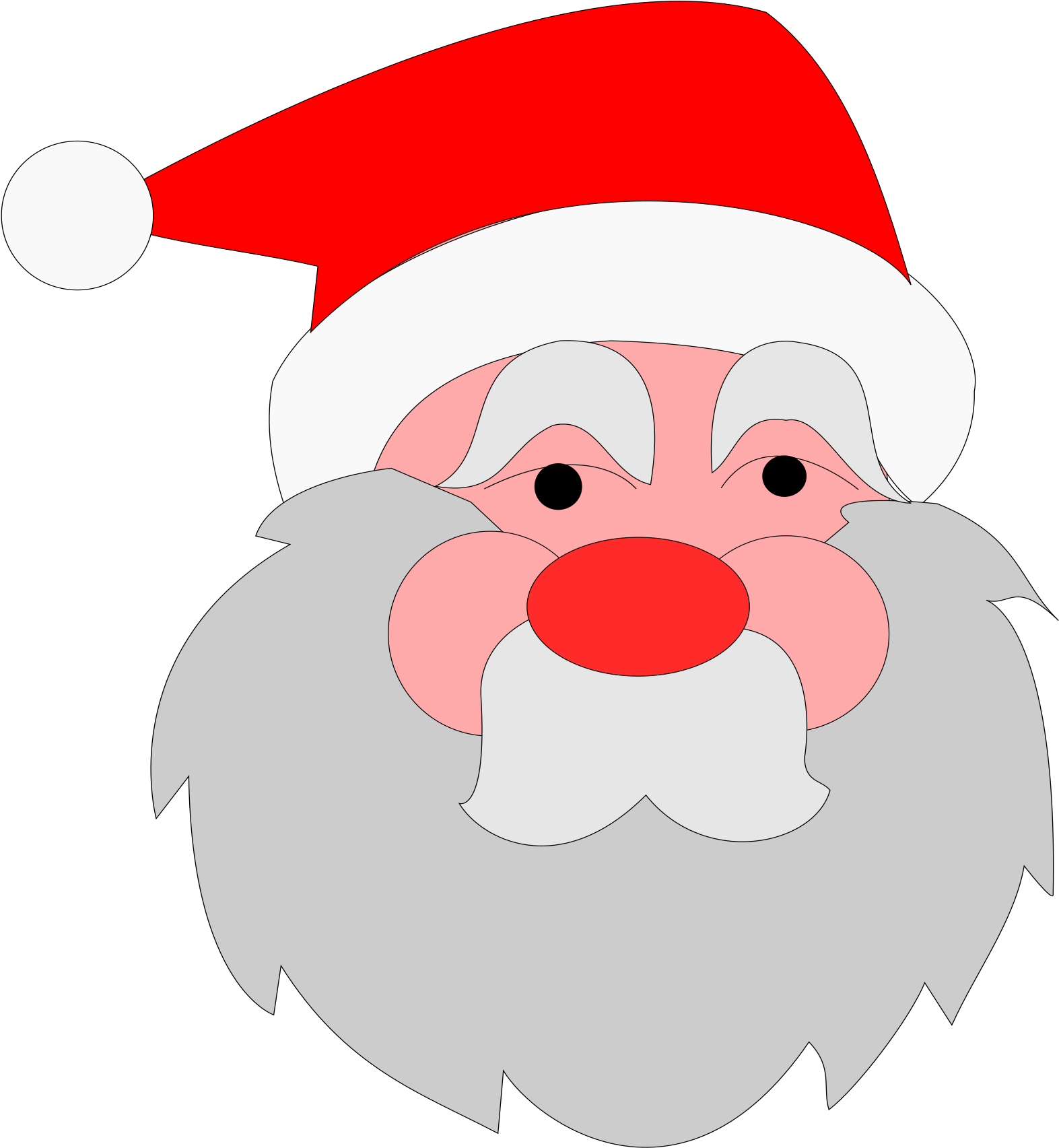 Santa Claus Cartoon Portrait PNG with transparent background