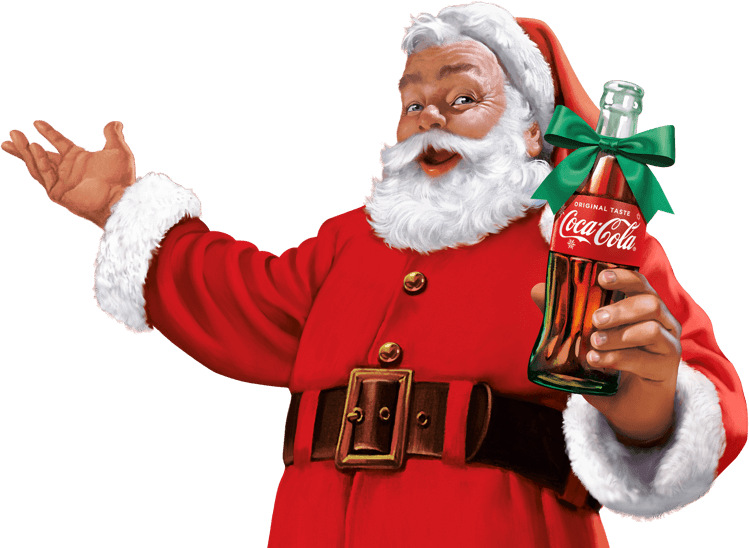 Santa Claus Holding Coca Cola PNG with transparent background