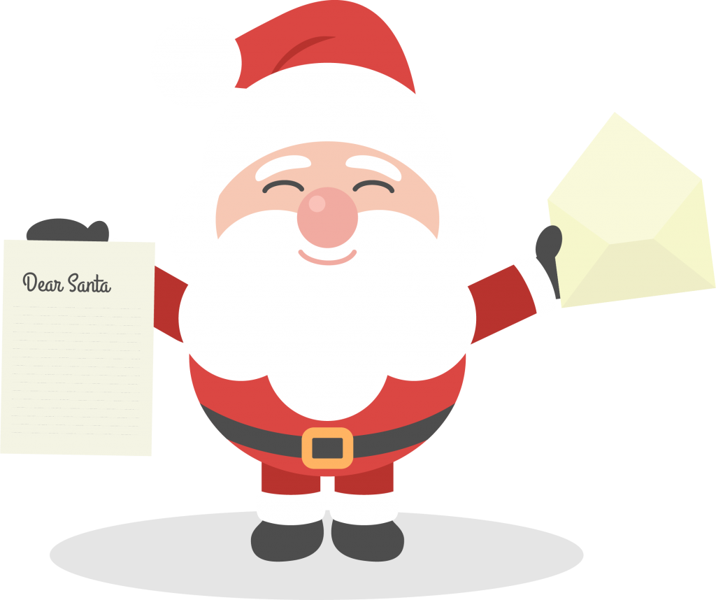Santa Claus Holding Letterand Envelope PNG with transparent background