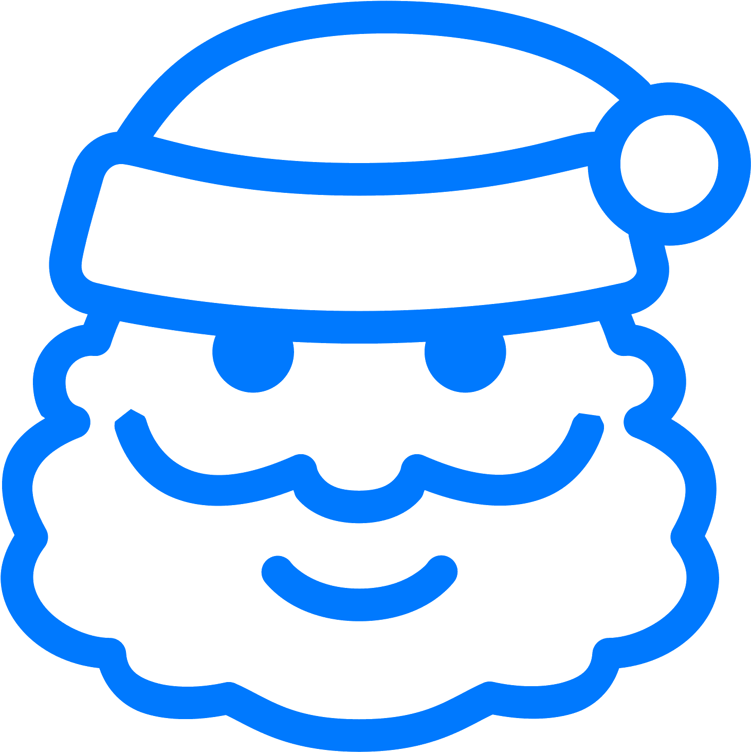 Santa Claus Icon Blue Outline