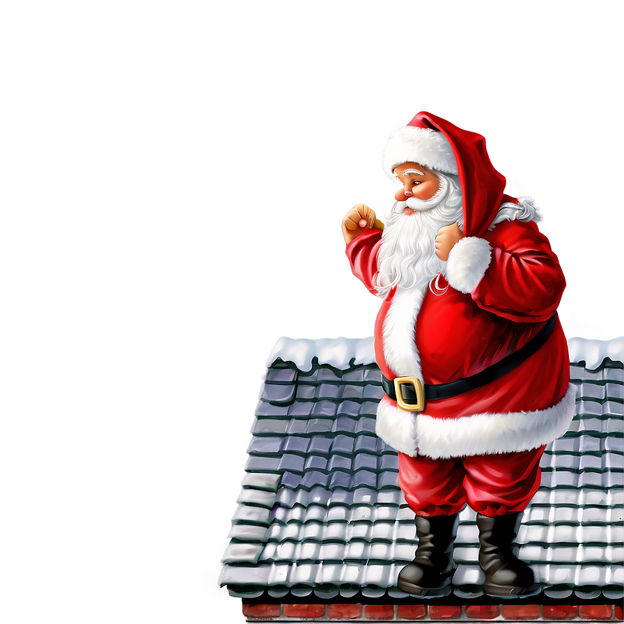 Santa Claus On Roof Png Gle