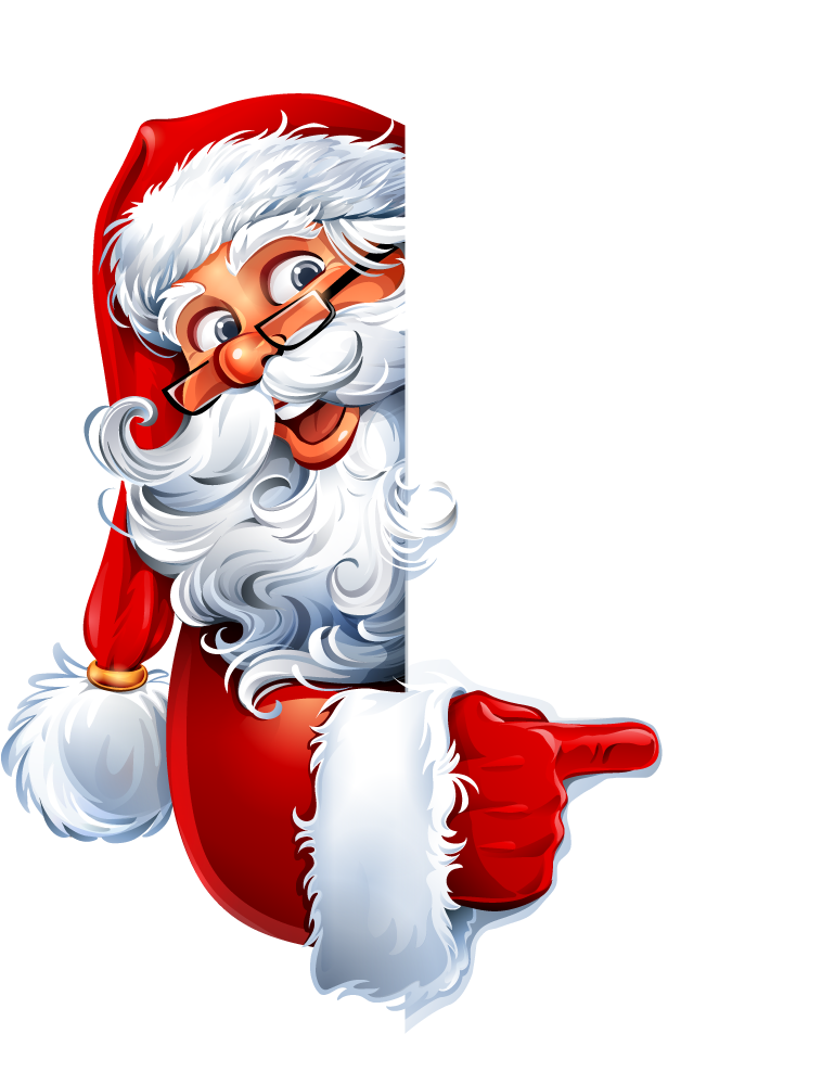 Santa Claus Peeking Around Blank Sign