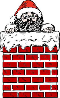 Santa Claus Peeking From Chimney PNG with transparent background