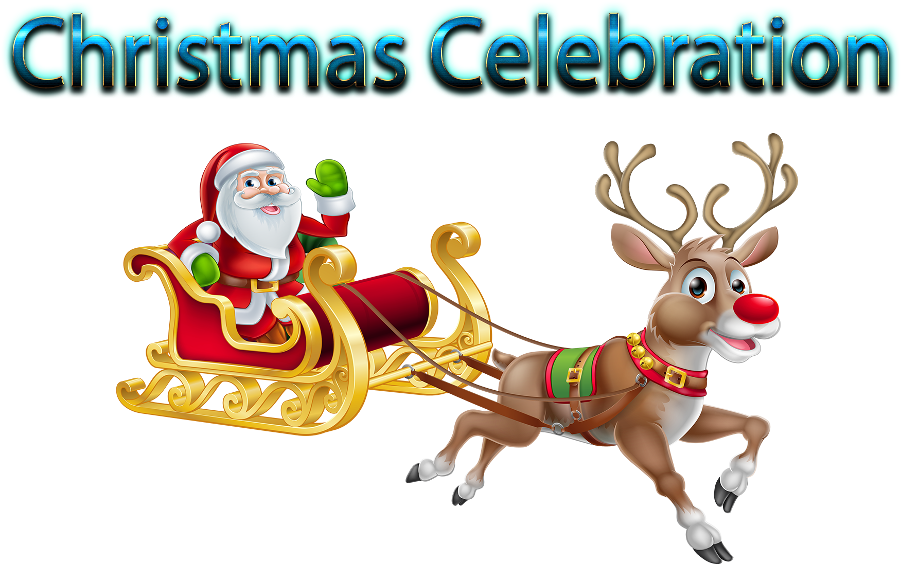 Santa Claus Reindeer Sleigh Christmas Celebration