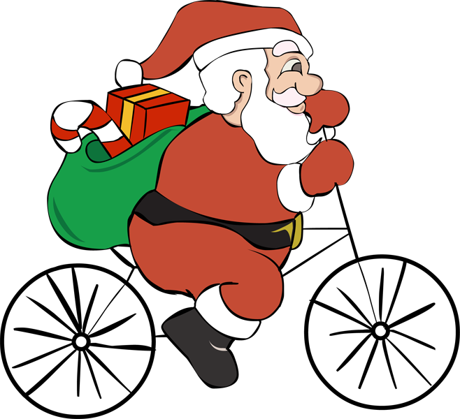 Santa On Bike Png Clipart , Png Download - Santa On Bicycle Clipart, Transparent Png PNG with transparent background