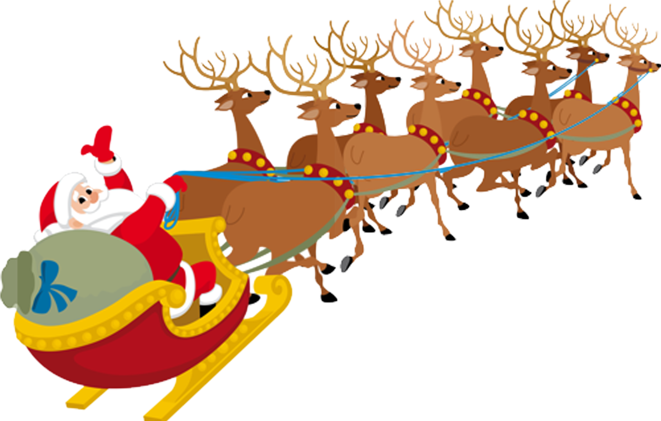 Santa Claus Sleigh Reindeer Illustration