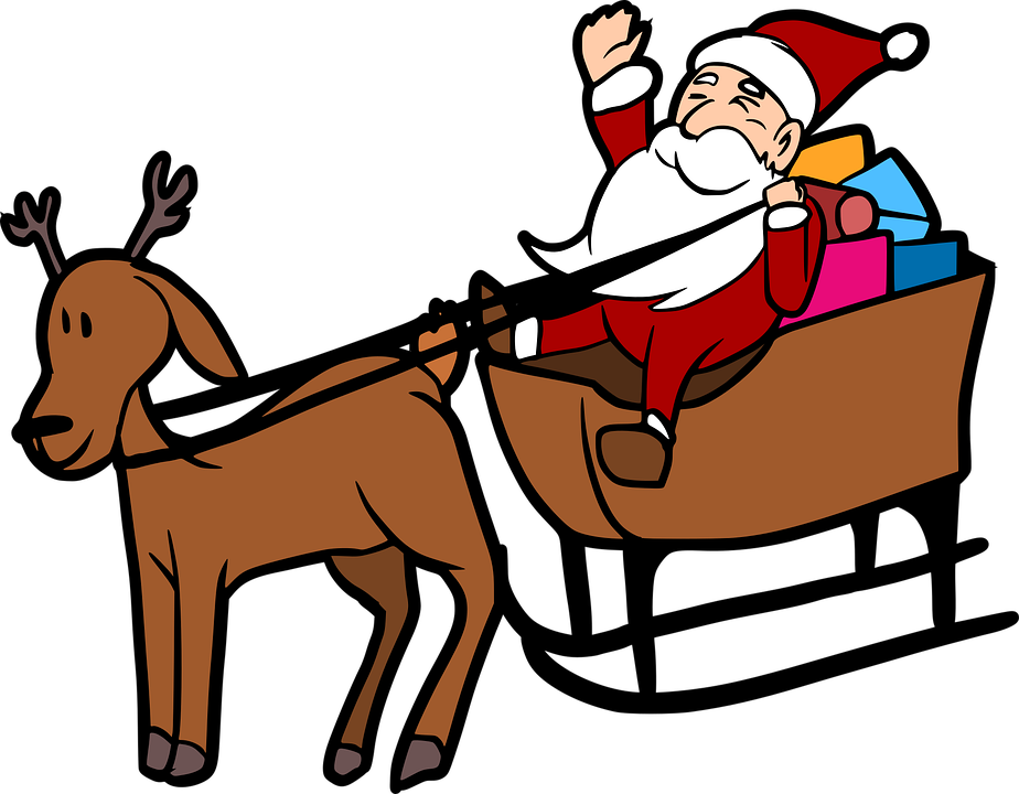 Santa Claus Sleigh Ride Cartoon PNG with transparent background