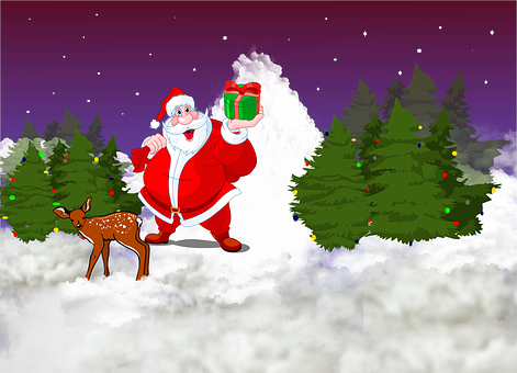 Santa Clauswith Giftand Reindeerin Snowy Forest.jpg