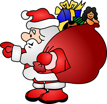 Santa Clauswith Gifts Vector PNG with transparent background