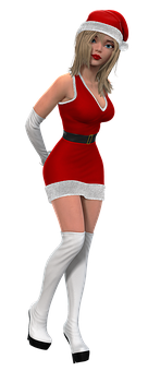 Santa Hat Female Character3 D Model PNG with transparent background