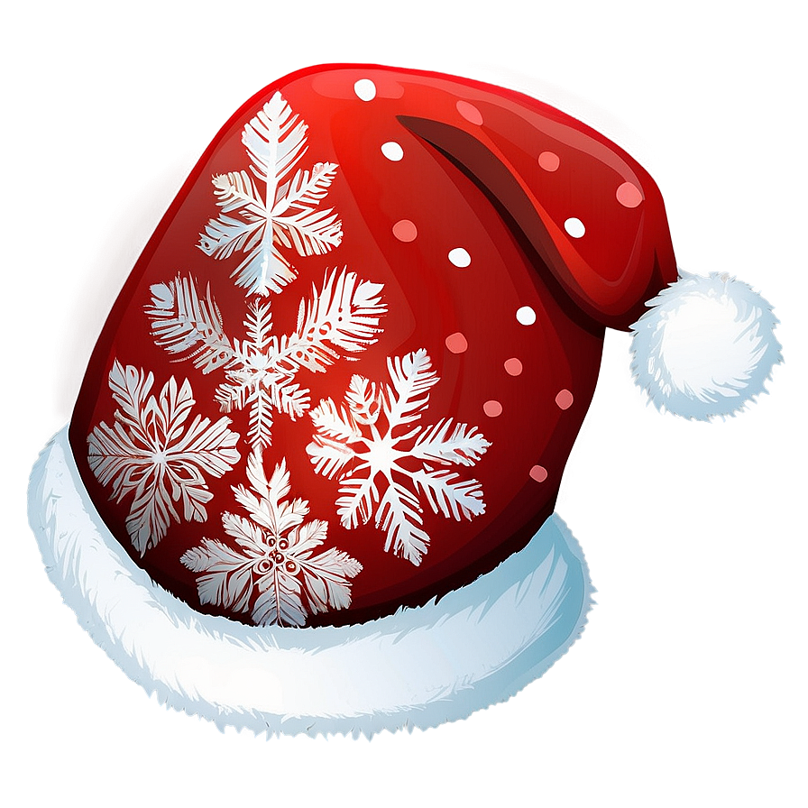 Santa Hat With Snowflakes Vector Png Fjg60