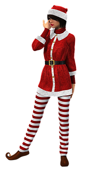 Santa Inspired Fashion Model Pose PNG with transparent background