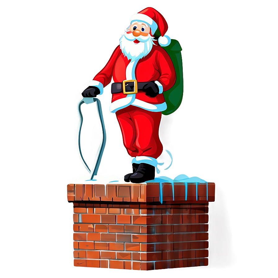 Santa On Chimney Clipart Png 06262024