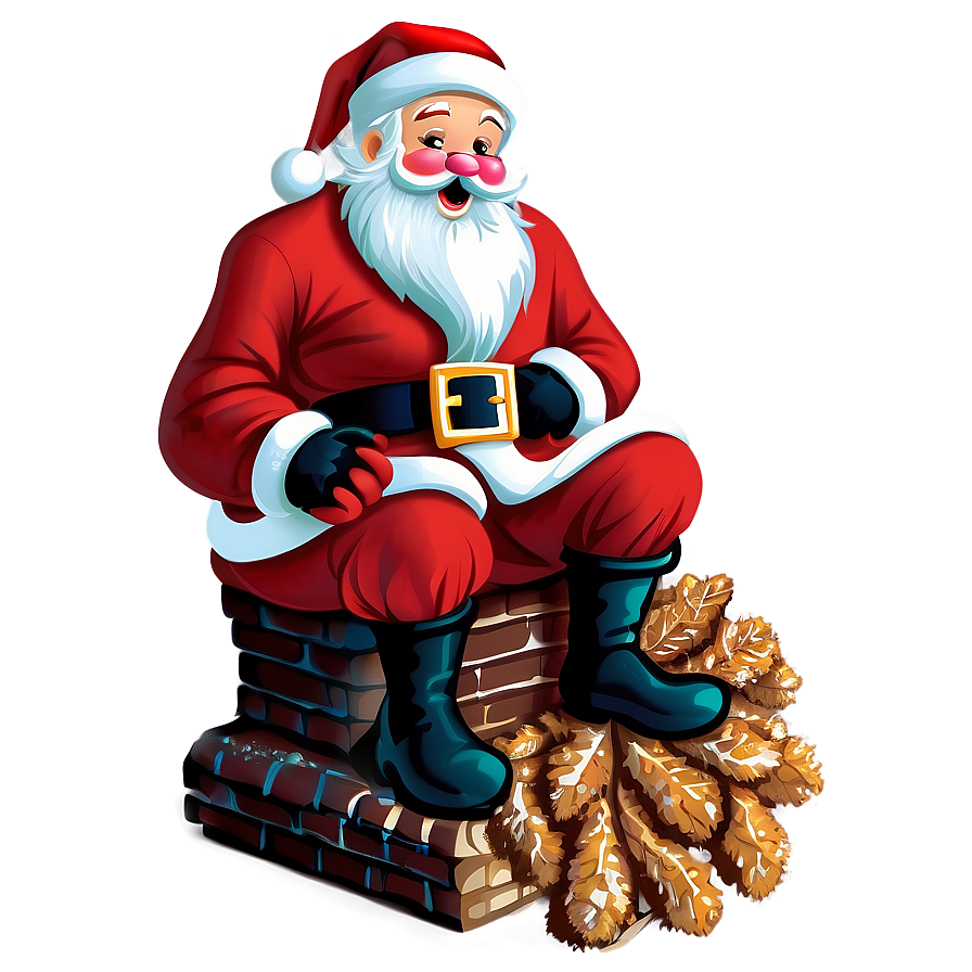 Santa On Chimney Clipart Png 06262024