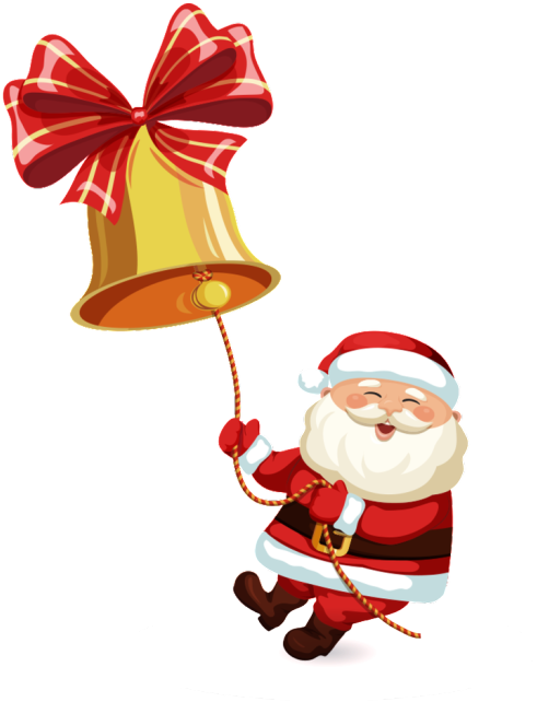 Santa Ringing Golden Bell PNG with transparent background