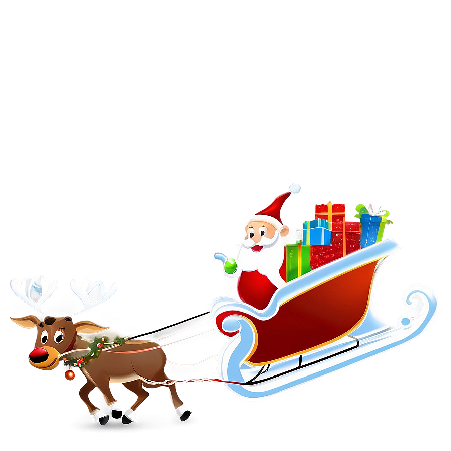 Santa's Sleigh And Reindeer Heading To Town Png Luq