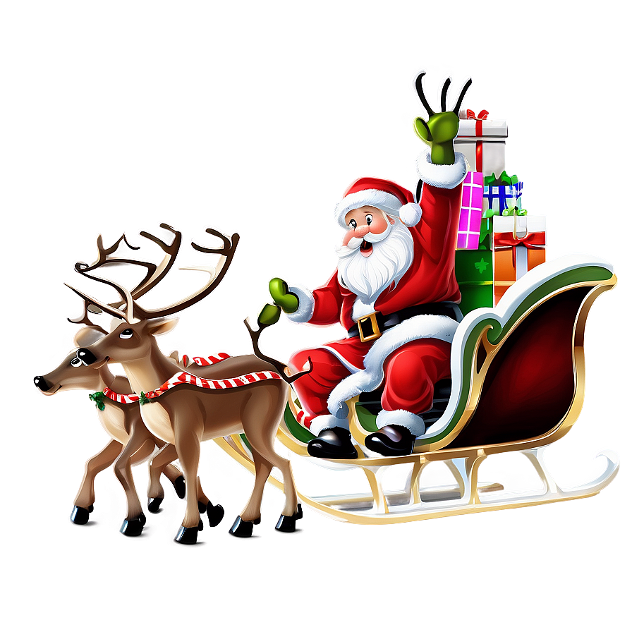 Santa Sleigh And Reindeer A