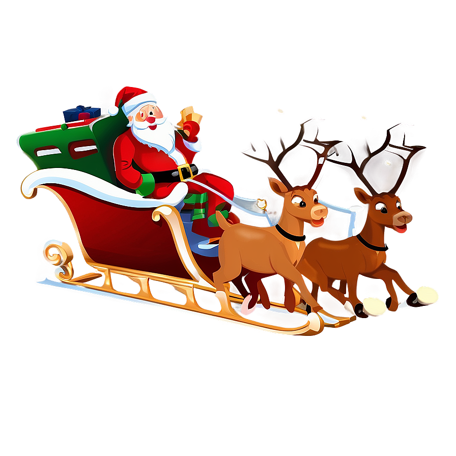 Santa Sleigh Cartoon Png Enm