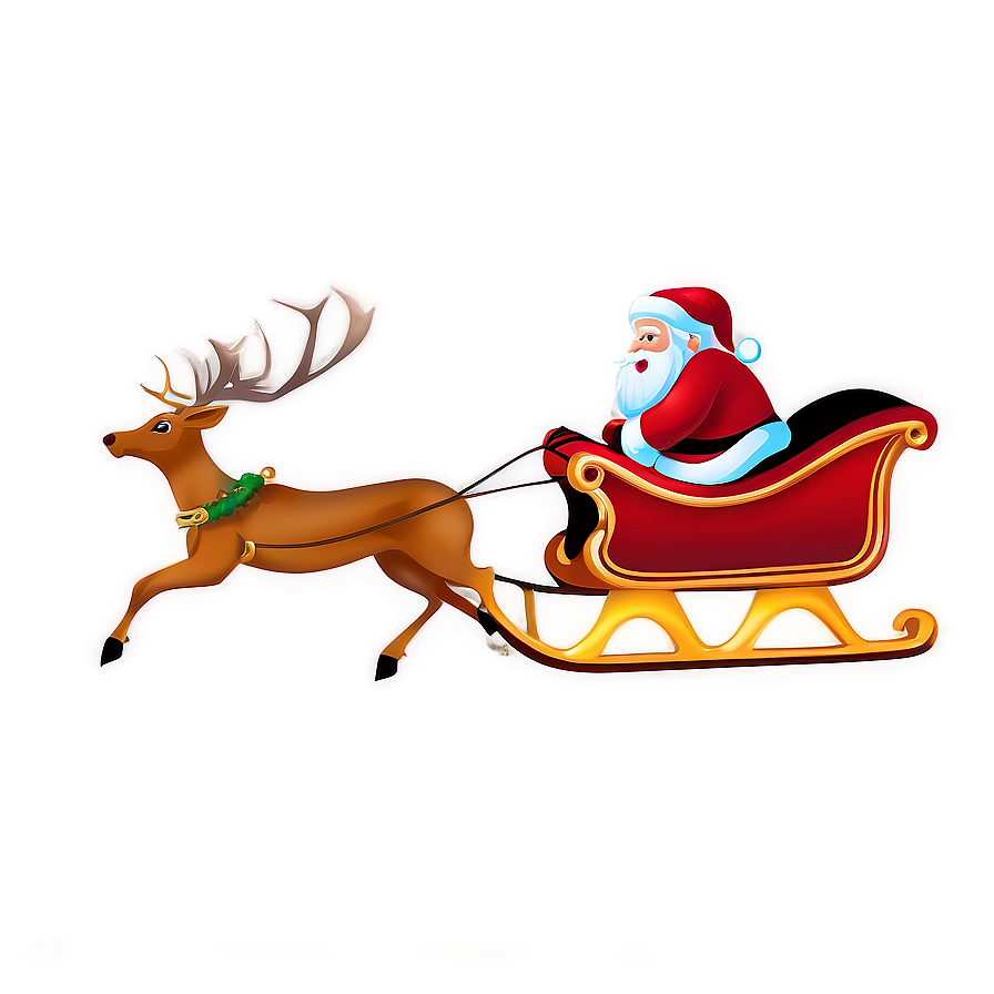 Santa Sleigh With Reindeer In Flight Png Uxj