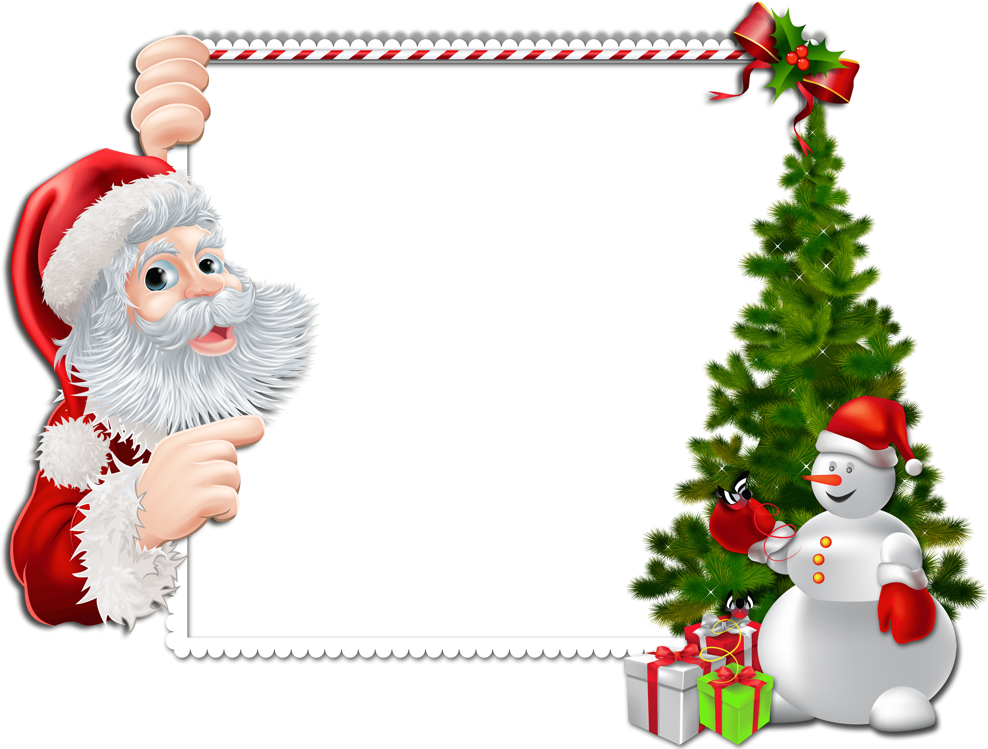Large Christmas Png Frame With Santa And Snowman - Christmas Png Background, Transparent Png PNG with transparent background