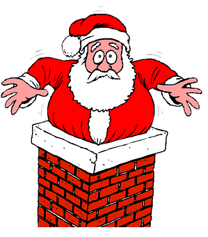 Santa Stuckin Chimney Illustration PNG with transparent background