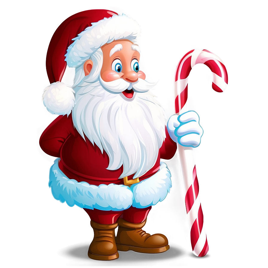 Santa With Candy Cane Cartoon Png Ira