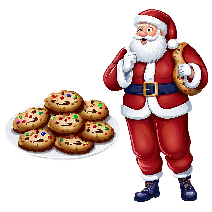 Santa With Cookies Cartoon Png Fff