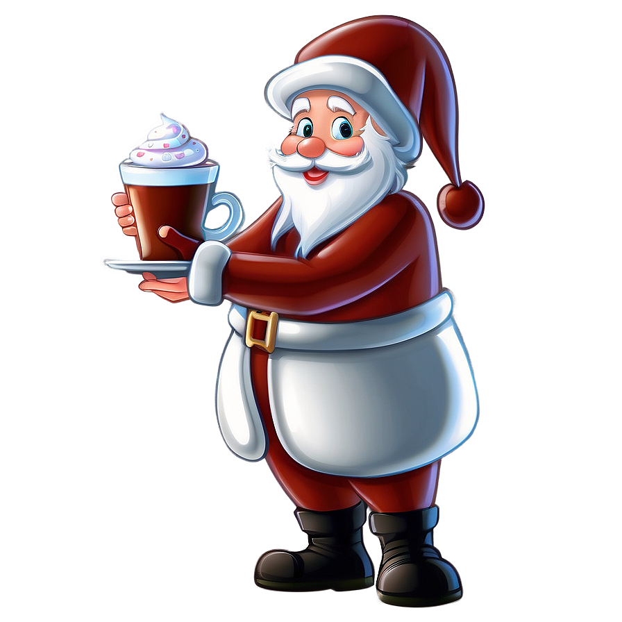 Santa With Hot Cocoa Cartoon Png 06282024