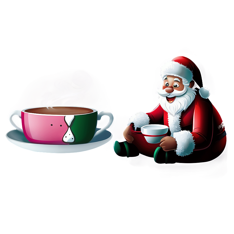 Santa With Hot Cocoa Cartoon Png 4