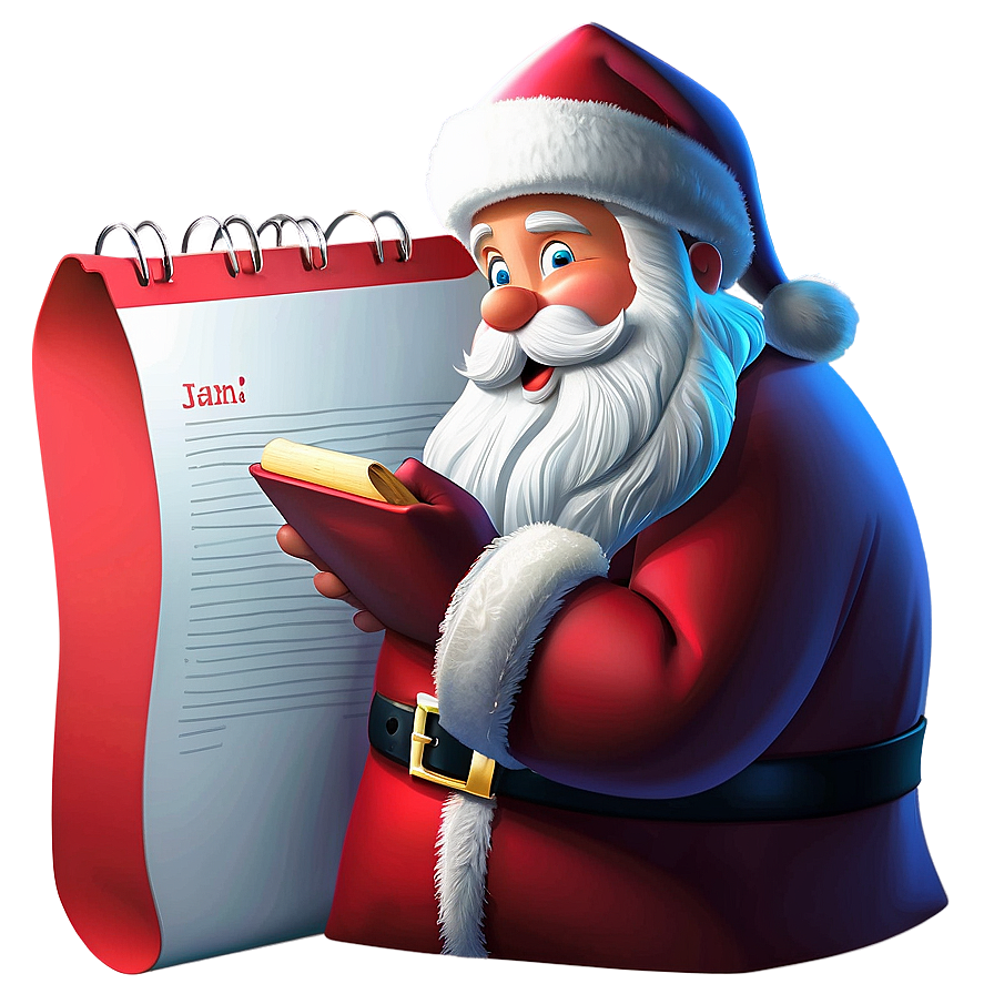 Santa With List Cartoon Png Wsf