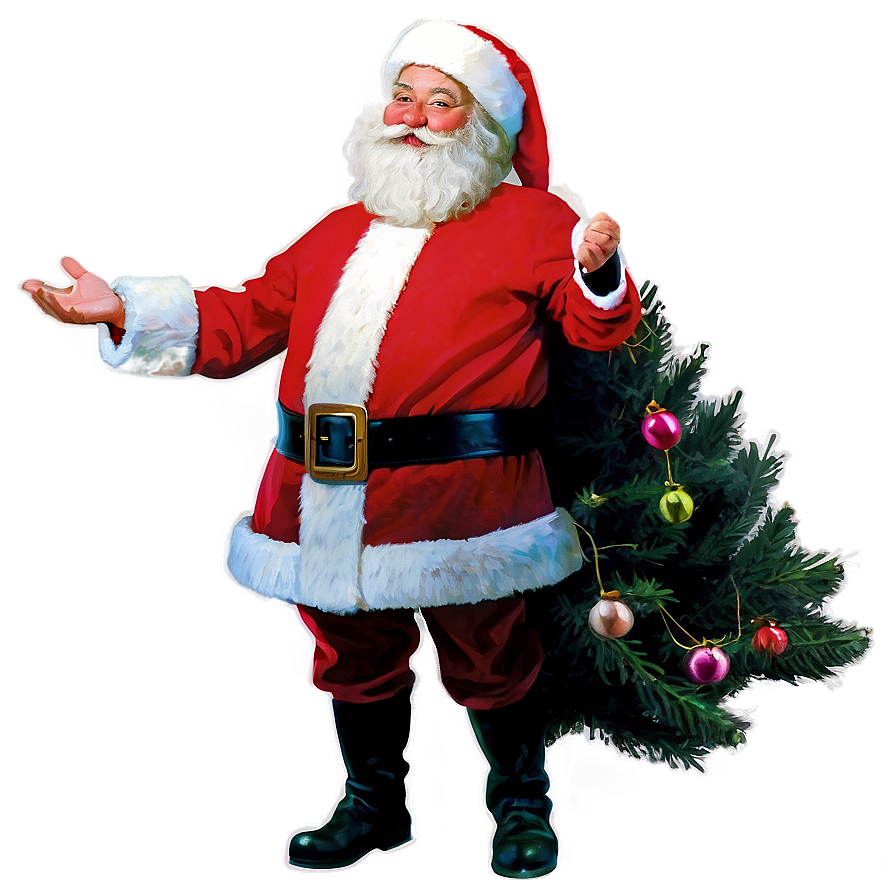 Santa With Tree Png 94