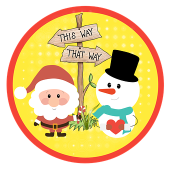 Santaand Snowman Direction Sign PNG with transparent background