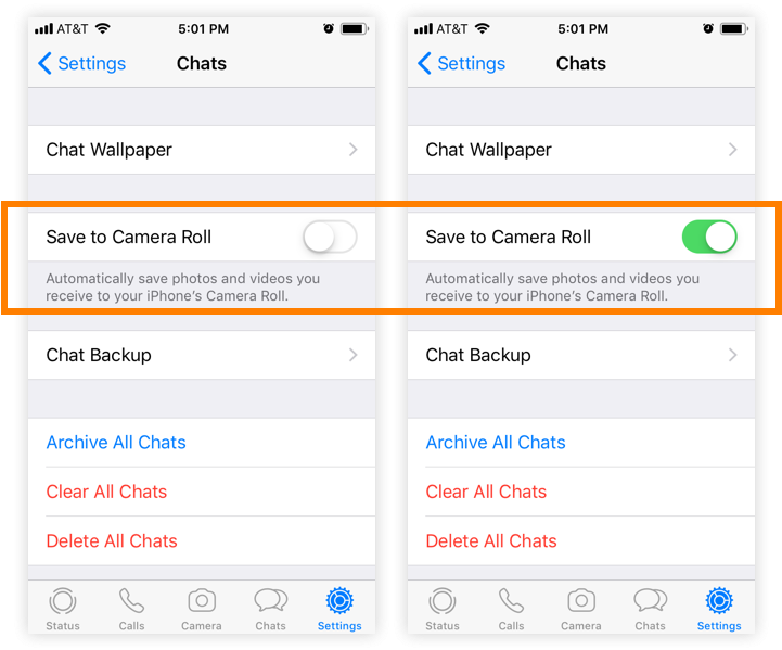 Saveto Camera Roll Setting Comparison