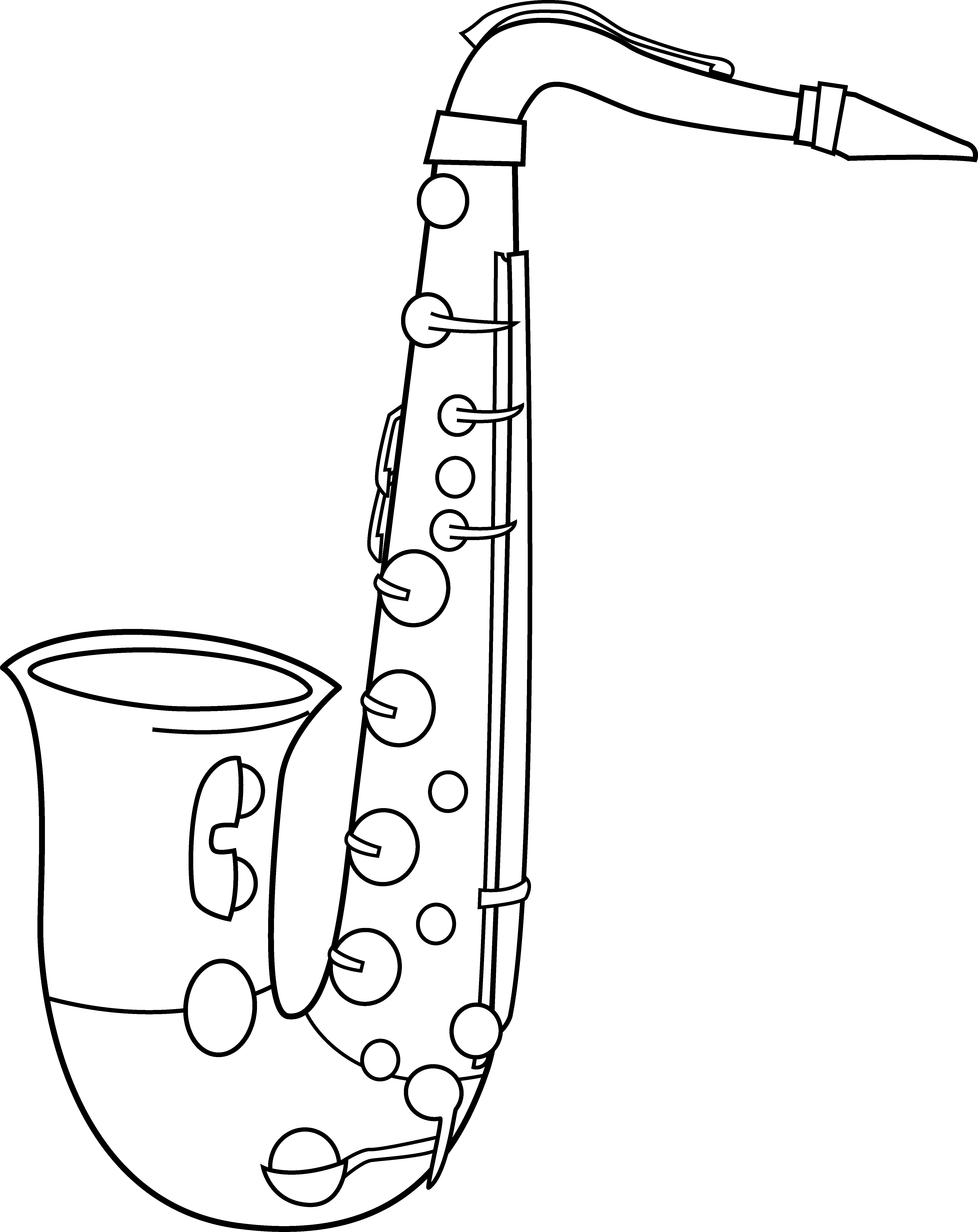 Cartoon Black And White Saxophone, HD Png Download PNG image with a transparent background, free high-resolution download