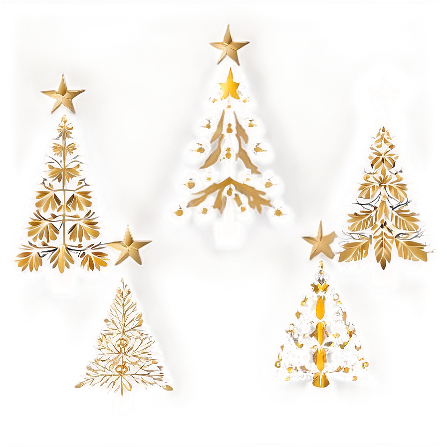 Scandinavian Gold Christmas Tree Design Png Owf