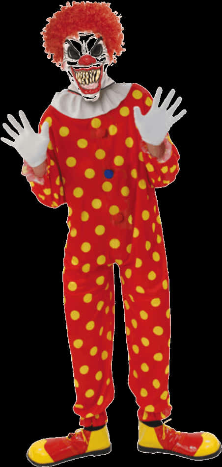 Scary Clown Costume Red Yellow Polka Dots