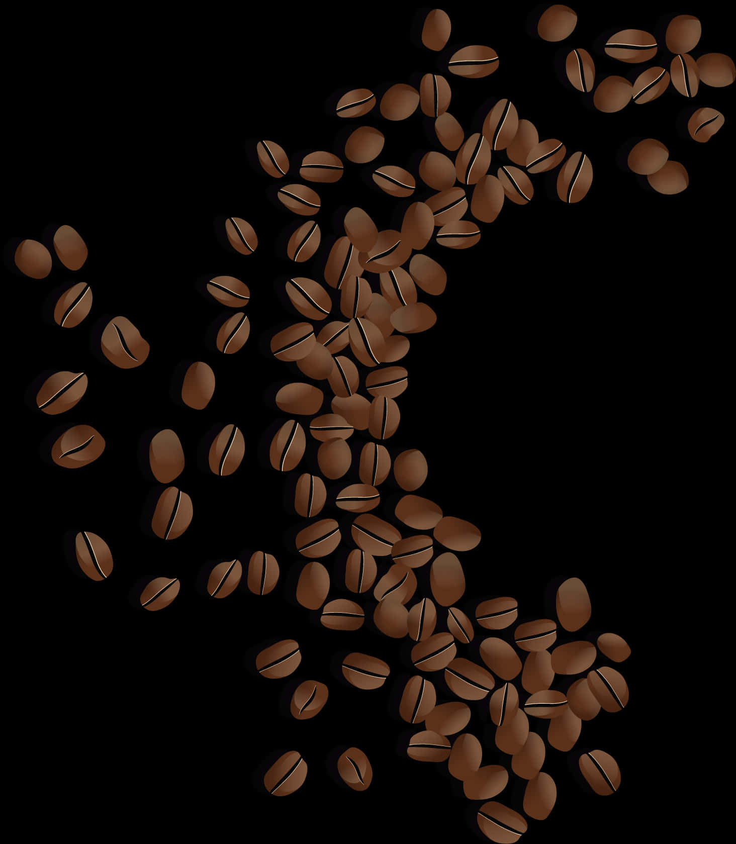 Scattered Coffee Beanson Black Background