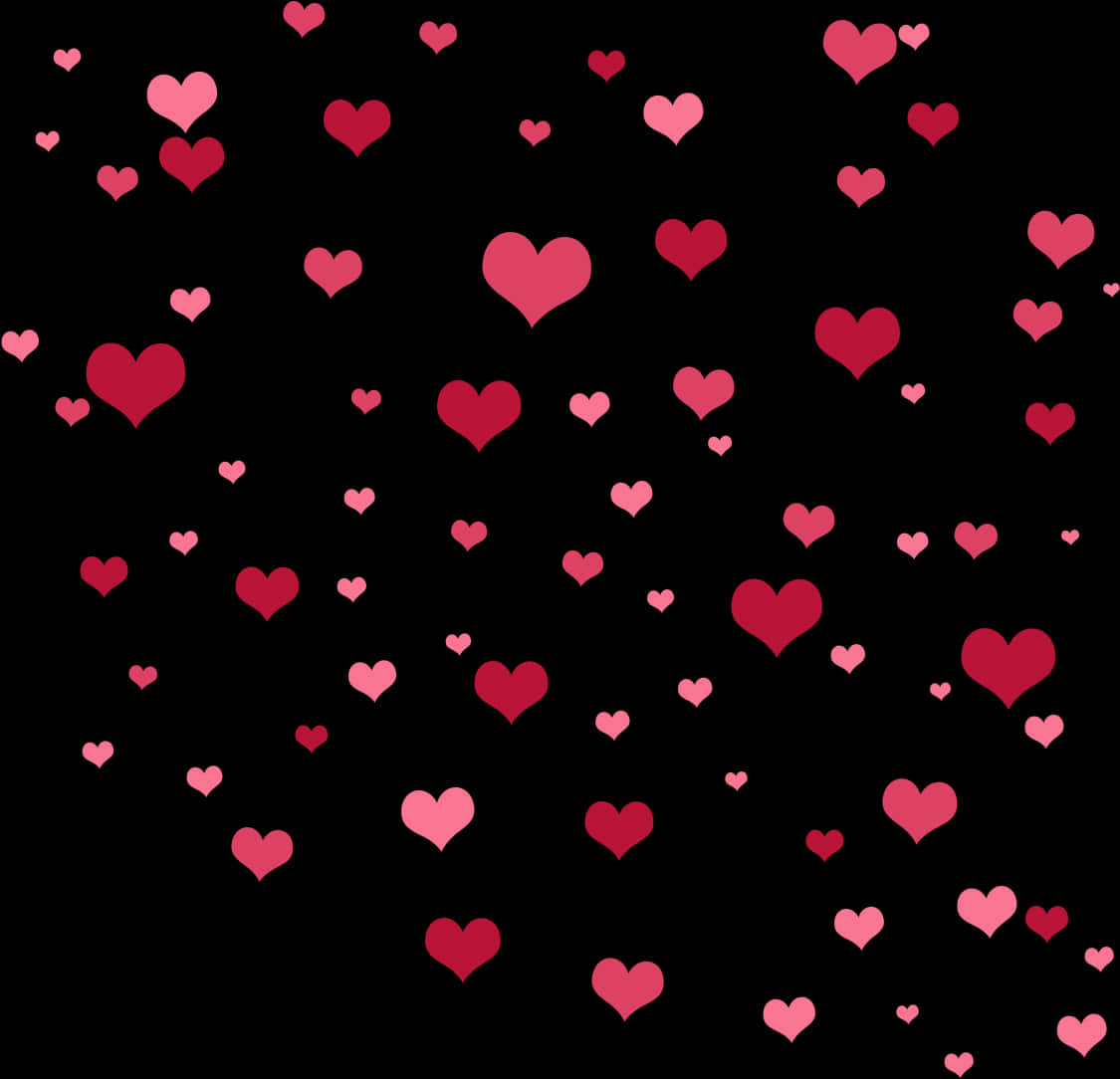 Scattered Hearts Pattern Black Background